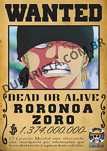 PLACA DECORATIVA  DE MDF TAM: A4 - TEMA: ONE PIECE PROCURADO / ZORO