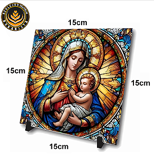 AZULEJO DE CERÃMICA - MÃE DE JESUS - 15X15 COM SUPORTE (você pode mandar sua arte)