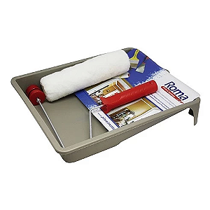 Kit de Pintura Profissional 3 Peças - Rolo 23cm Antigotas, Cabo e Bandeja