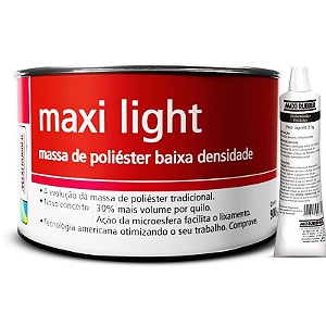 Massa Poliéster Maxi Light Maxi Rubber 500g Para Funilaria e Reparos Automotivos em Carros e Motos