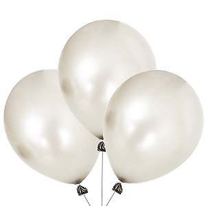 Balões Metalizado Prata Bexigas Cintilantes Super Brilhantes 10 Polegadas - 25 Unidades
