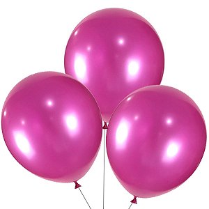 Balões Metalizado Fucsia Bexigas  Cintilantes Super Brilhantes 10 Polegadas Pacote 25 Unidades