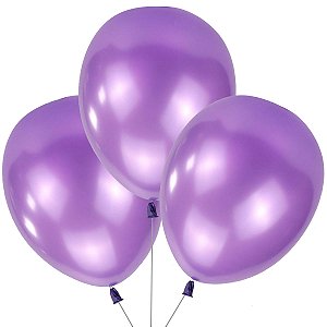 Bexiga Balão Metalizado Cintilantes Roxo Violeta Super Brilhantes 10 Polegadas Com 25 Unidades