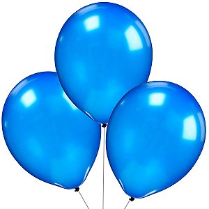 Bexiga Balão Metalizado Cintilantes Azul Escuro Super Brilhantes 10 Polegadas Com 25 Unidades