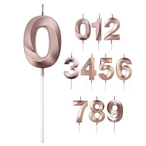 Vela De Aniversário Para Bolo Rose Gold Numeros 0 1 2 3 4 5 6 7 8 9