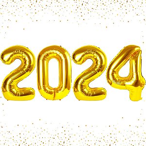 Balão Bexiga Metalizado Personalizado 2024 Grande Decoração Ano Novo