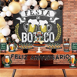 Kit Decoraçao de Festa Boteco Com Painel e Enfeite de Mesa 39 itens