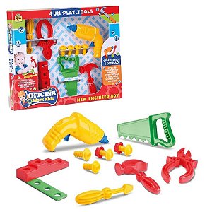 Kit de Ferramentas Infantil Brinquedo Com Furadeira e acessórios