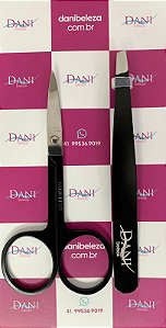 Kit Danibeleza Black Pinça Chanfrada + Tesoura Curva