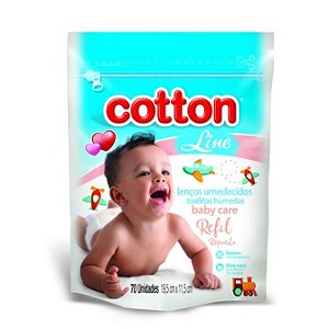 Refil Lenço Umedecidos baby Care Cotton Line 70 unidades