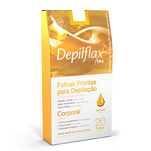 Folhas Prontas Corporais Depilflax Natural C/ 20 Unidades