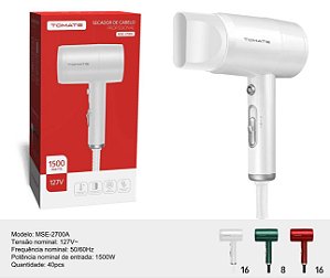 Secador de Cabelos Profissional Ar Quente e Frio 1500W 127V MSE-2700A Tomate