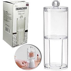 Organizador Porta Algodão / Cotonete Acrílico Duplo Redondo DT6720