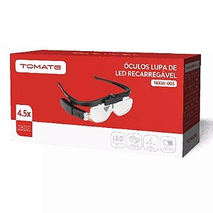 Lupa Óculos Cabeça Led com 2 Lentes de Aumento Tomate MXW-003