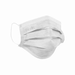 Máscara Tripla Descartável Branca Polybag Medix Brasil 50 unidades