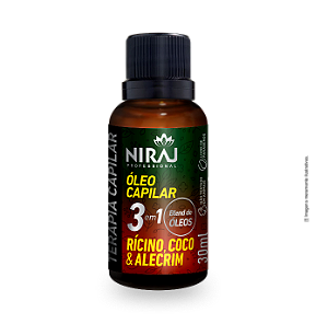 Óleo Capilar 3 em 1 Alecrim, Rícino e Coco Niraj 30ml