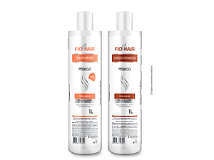 Kit Shampoo e Condicionador Pêssego Fio Hair 1 Litro