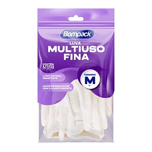 Luva Multiuso Fina Látex Bompack 5 Pares
