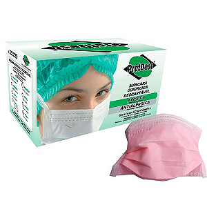 Máscara Descartável Tripla c/ Elástico Rosa Protdesc c/50 unidades