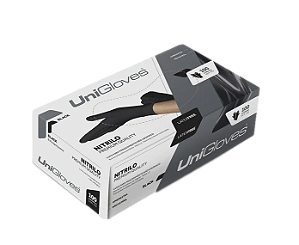 Luva Descartável Nitrilo Preta Sem Pó Unigloves P