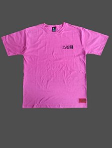 CAMISETA ZERADOS ROSA BORDADO EM PRETO