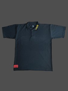 CAMISA POLO PRETA BORDADO EM DOURADO