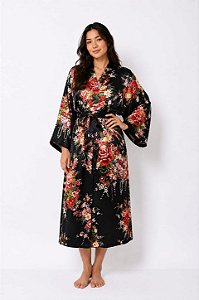 Robe Longo Floral Preto