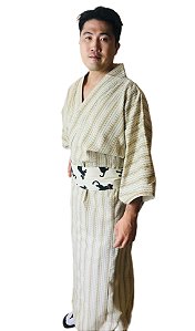 Kimono Masculino Pontilhado Bege