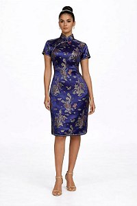 VESTIDO CHINES AZUL MARINHO
