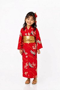 KIMONO INFANTIL TSURU VERMELHO