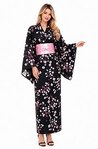 KIMONO LONGO SAKURA PRETO
