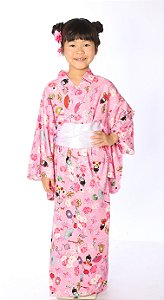 Kimono Infantil Rosa Kokeshi