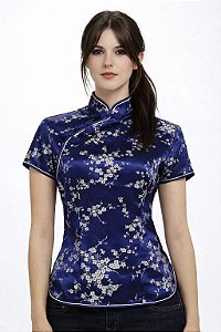 Blusinha Chinesa Azul Cerejeira