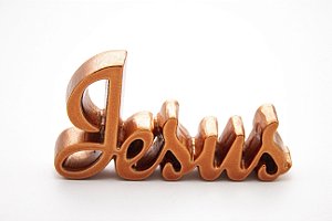 Enfeite Palavra Decorativa Jesus Dourado Plástico 10 cm