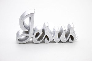 Enfeite Palavra Decorativa Jesus Prata Plástico 10 cm
