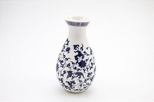 Vaso Colonial Branco e Azul Porcelana 11 cm
