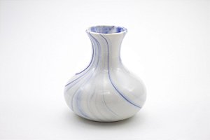 Vaso Gordinho Branco e Azul Porcelana 9 cm