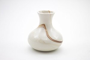 Vaso Gordinho Branco e Marrom Porcelana 9 cm