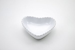 Mini Travessa Coração Branco Cerâmica 7 cm