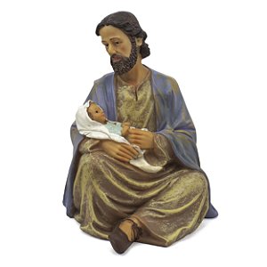 Imagem São José Sentado Importado Resina 20 cm