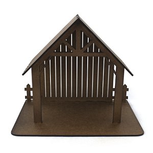 Casa Rústica Presépio MDF 20 cm