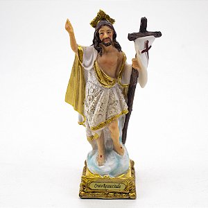Imagem Jesus Ressuscitado Importado Resina 13 cm