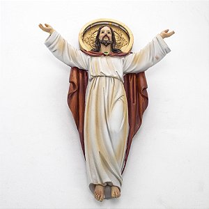 Imagem Jesus Ressuscitado Parede Com LED Importado Resina 25 cm