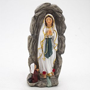 Imagem Nossa Senhora de Lourdes Gruta Importada Resina 14 cm