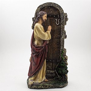 Imagem Jesus Bate à Porta c/ Luz Importado Resina 30 cm