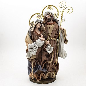 Imagem Sagrada Família Tecido Importada Resina 32 cm