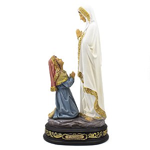 Imagem Nossa Senhora de Lourdes com Bernadete Importada Resina 32 cm