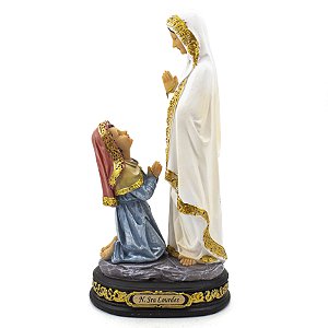 Imagem Nossa Senhora de Lourdes com Bernadete Importada Resina 20 cm