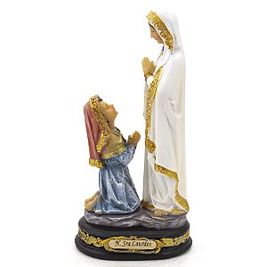 Imagem Nossa Senhora de Lourdes com Bernadete Importada Resina 13 cm