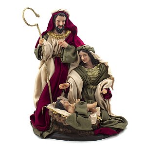 Imagem Sagrada Família Tecido Importada Resina 31 cm